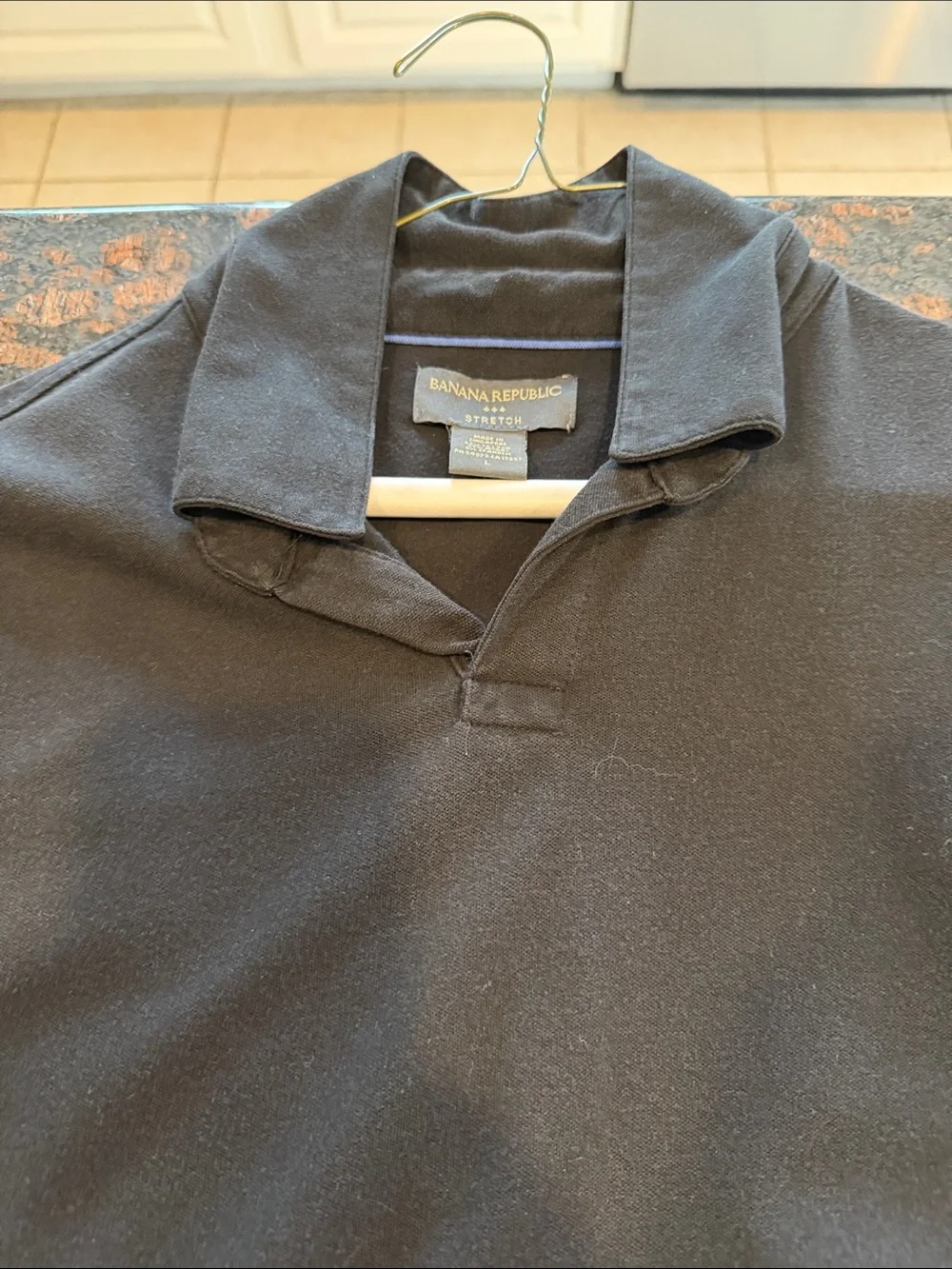 Banana Republic Men's Black Polo with Contrast Neck Trim